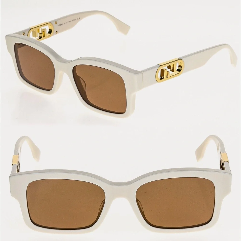 Authentic FENDI Square Acetate-frame Sunglasses in White - Like New